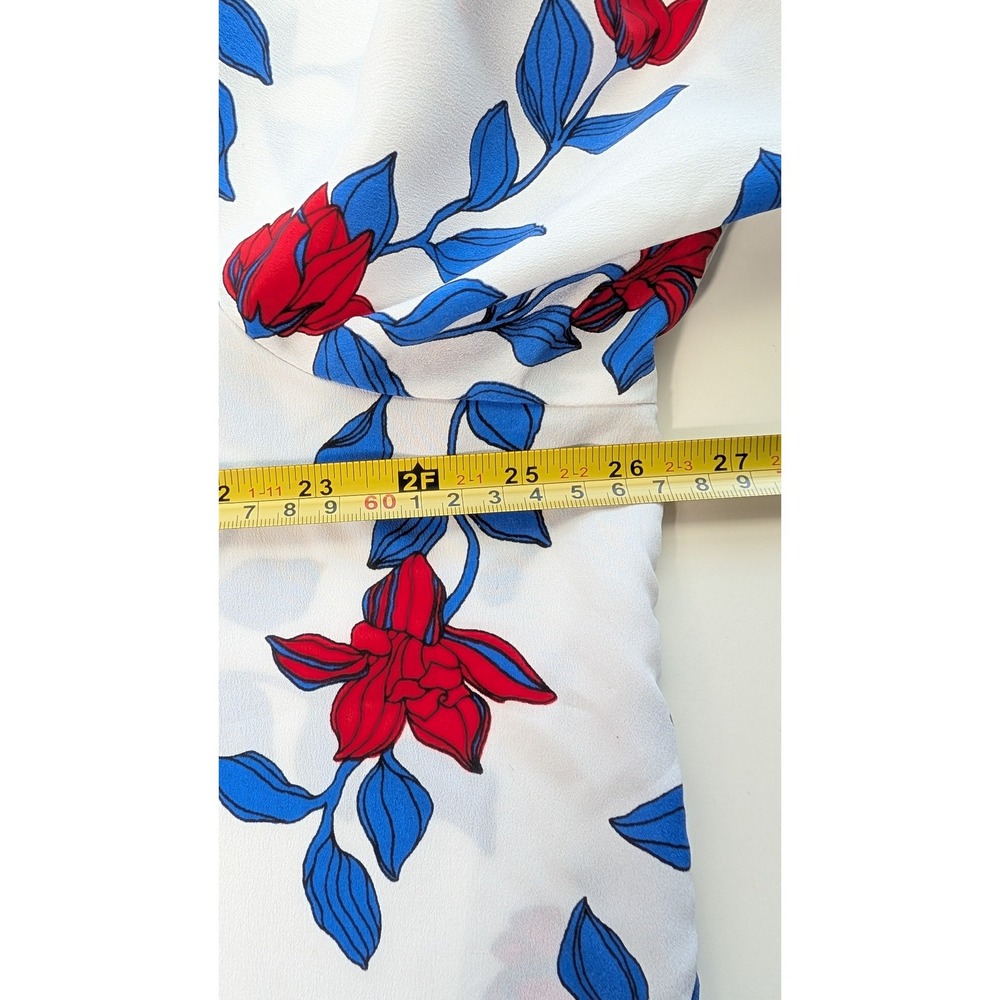Liz Claiborne‎ Career White Red Blue Floral Print Bell Sleeve Blouse Top XXL - Picture 6 of 8
